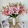 Wholesale of 3D printed handcrafted artificial flowers of the new European-style home flower arrangement furniture and soft furnishings with a simulation of 20 bunches of tiger head orchids Specification image